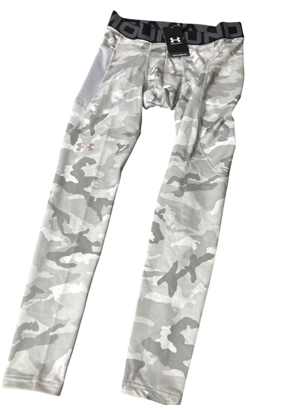Under Armour Size L Cold Gear Infrared Camo Mens Legging White Grey 1381747-011